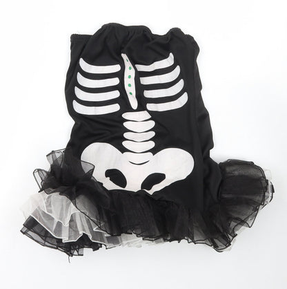 Smiffys Girls Black  Polyester Pencil Dress  Size M  Off the Shoulder Pullover - Halloween Skeleton tutu