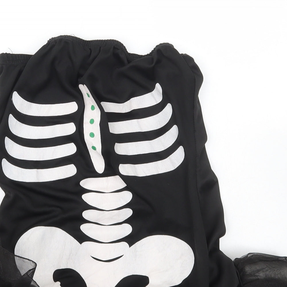 Smiffys Girls Black  Polyester Pencil Dress  Size M  Off the Shoulder Pullover - Halloween Skeleton tutu