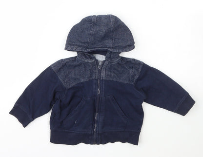 Matalan Boys Blue  Cotton Full Zip Jumper Size 6-9 Months  Zip