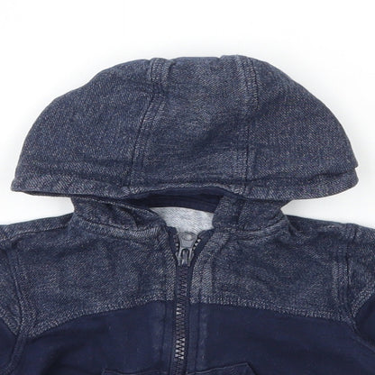 Matalan Boys Blue  Cotton Full Zip Jumper Size 6-9 Months  Zip