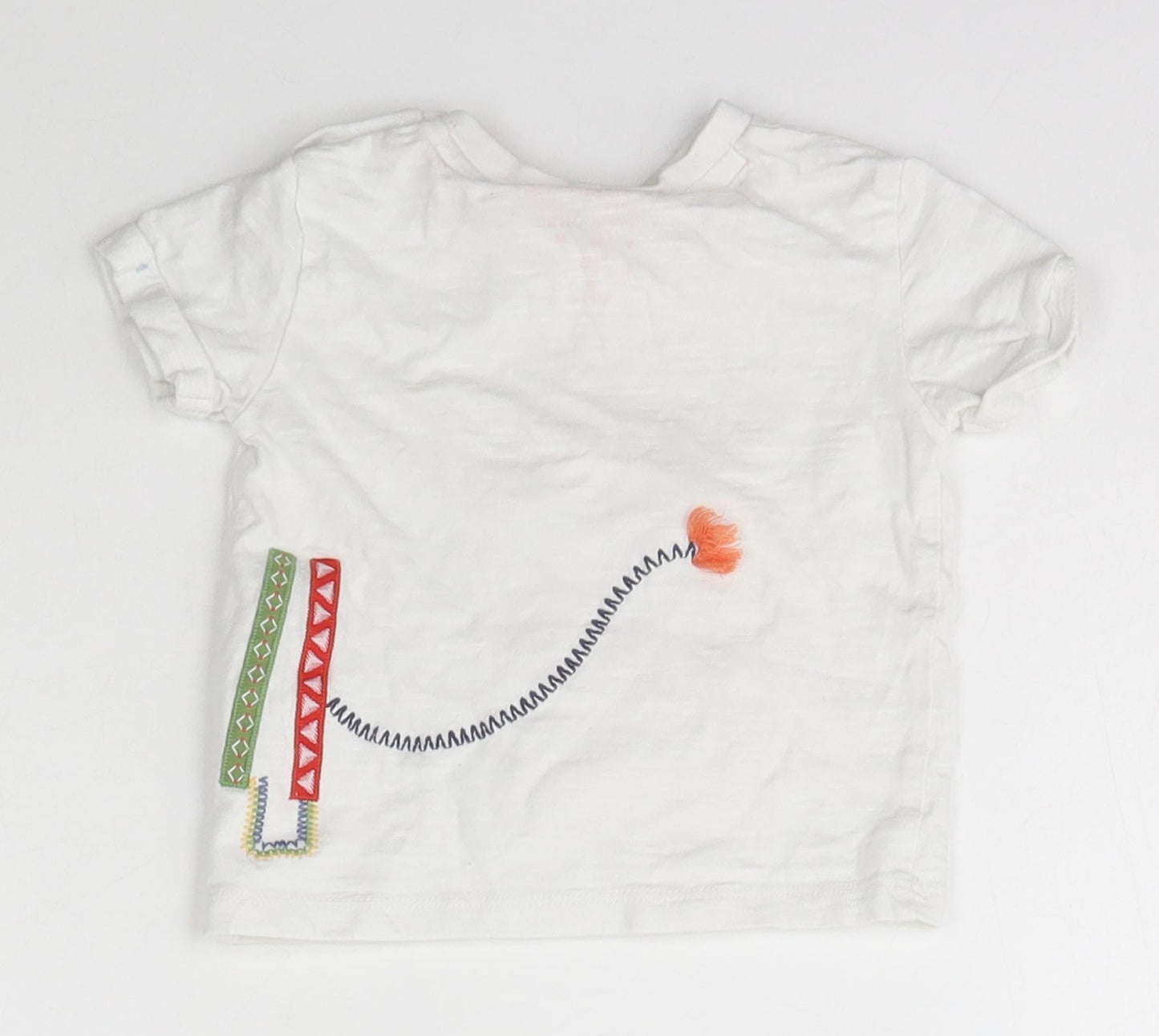 F&F Girls White  Cotton Basic T-Shirt Size 9-12 Months Crew Neck Snap