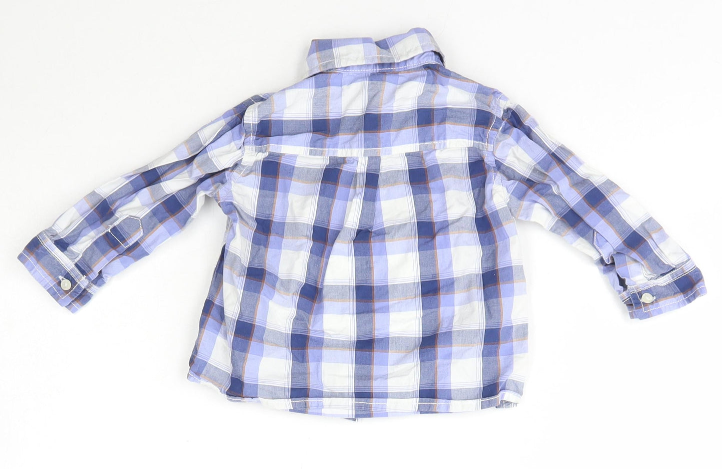 Matoral Boys Blue Check Cotton Basic Button-Up Size 6-9 Months Collared Button