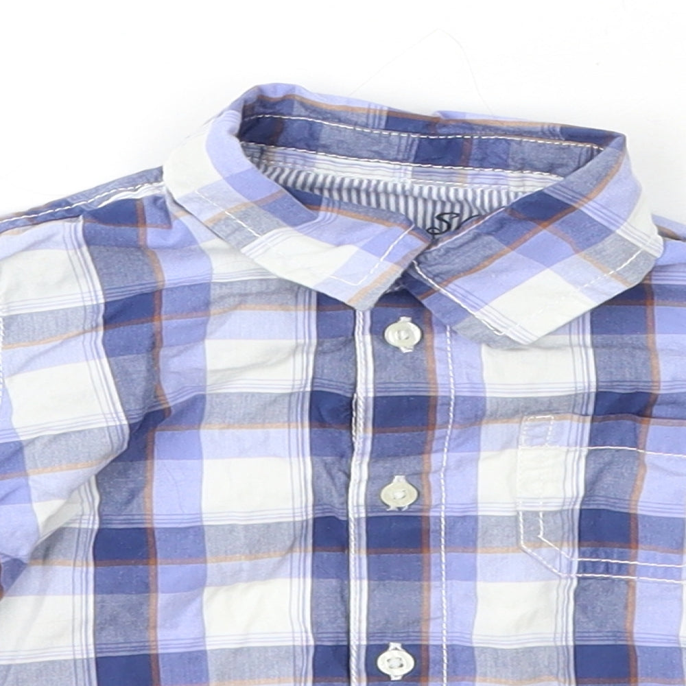 Matoral Boys Blue Check Cotton Basic Button-Up Size 6-9 Months Collared Button