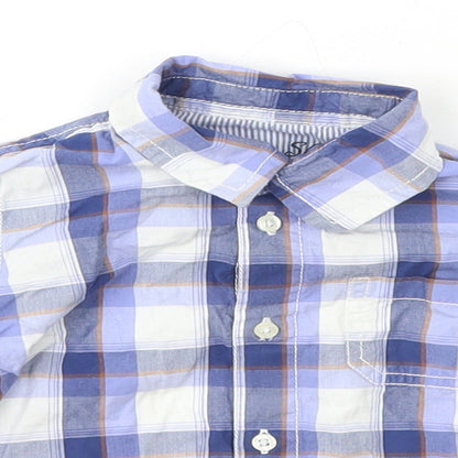 Matoral Boys Blue Check Cotton Basic Button-Up Size 6-9 Months Collared Button