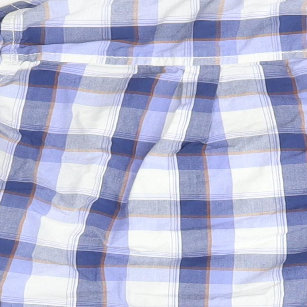 Matoral Boys Blue Check Cotton Basic Button-Up Size 6-9 Months Collared Button