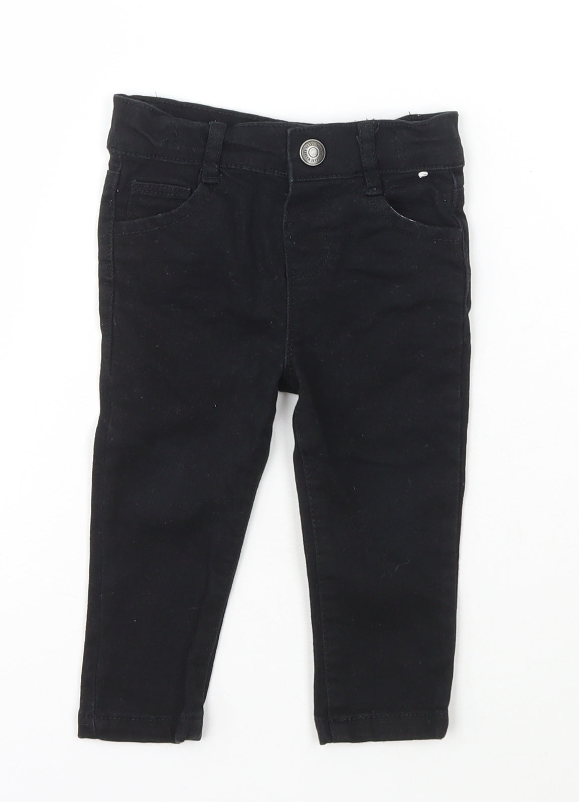 Denim & Co. Girls Black  Cotton Jogger Jeans Size 6-9 Months  Snap