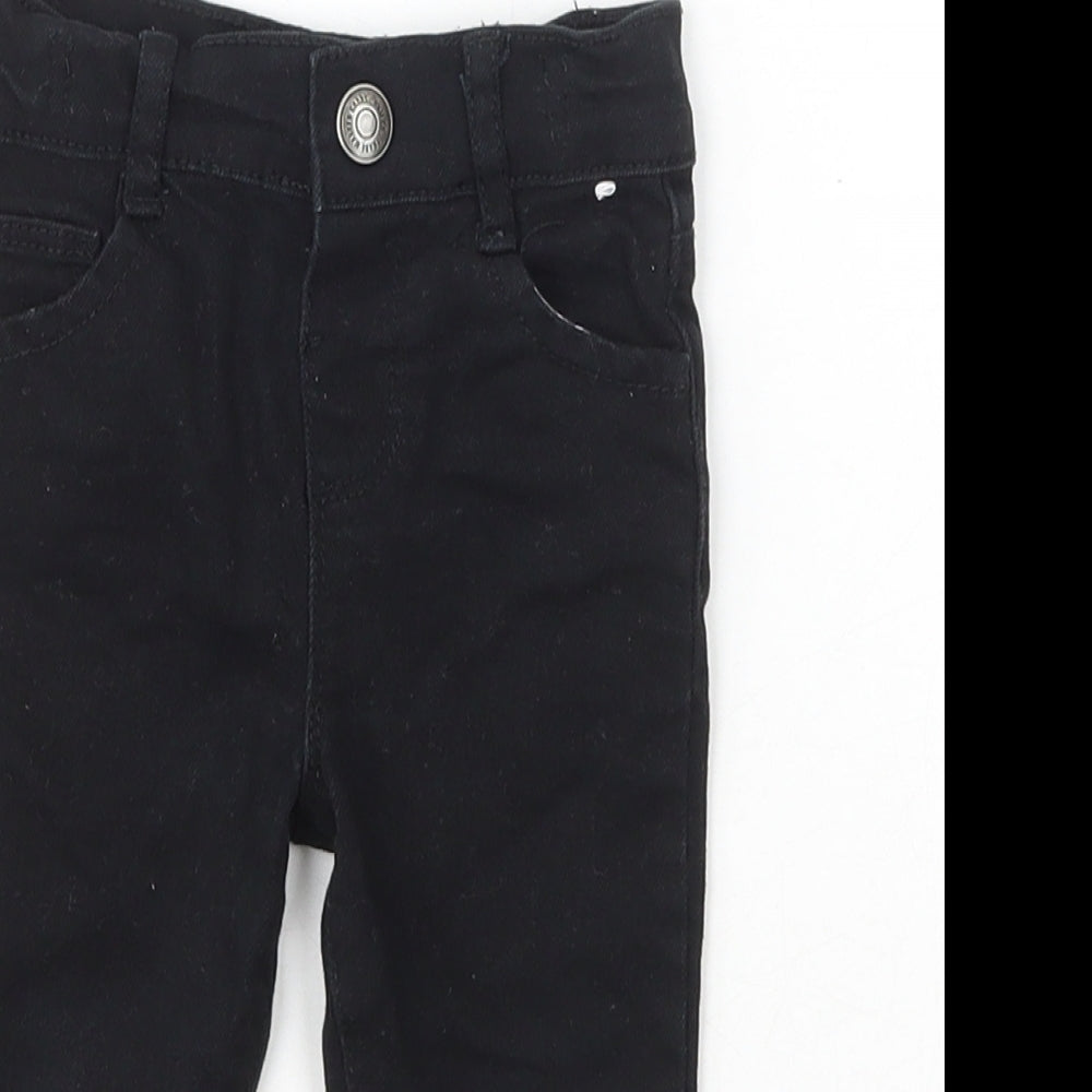 Denim & Co. Girls Black  Cotton Jogger Jeans Size 6-9 Months  Snap