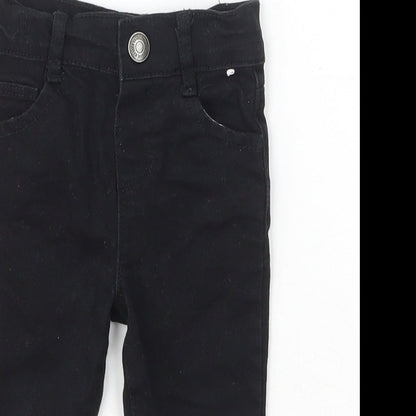 Denim & Co. Girls Black  Cotton Jogger Jeans Size 6-9 Months  Snap