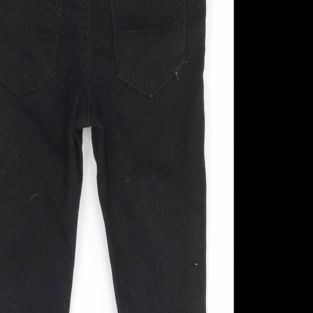 Denim & Co. Girls Black  Cotton Jogger Jeans Size 6-9 Months  Snap