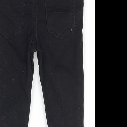 Denim & Co. Girls Black  Cotton Jogger Jeans Size 6-9 Months  Snap