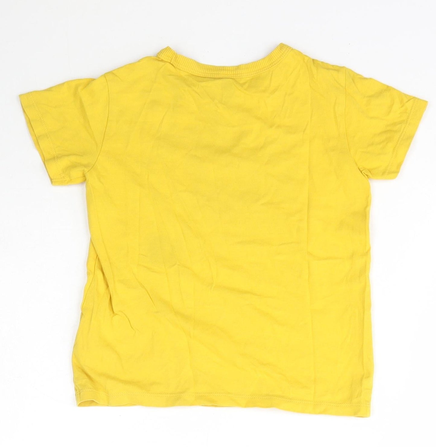 United Colors of Benetton Girls Yellow  Cotton Basic T-Shirt Size 2 Years Crew Neck Pullover
