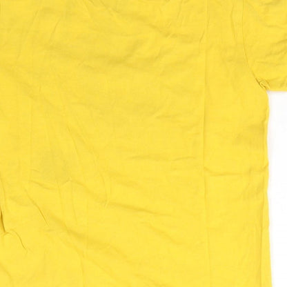 United Colors of Benetton Girls Yellow  Cotton Basic T-Shirt Size 2 Years Crew Neck Pullover