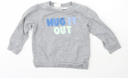 Peter Alexander Girls Grey Crew Neck  Cotton Pullover Jumper Size 2 Years  Pullover