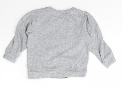 Peter Alexander Girls Grey Crew Neck  Cotton Pullover Jumper Size 2 Years  Pullover