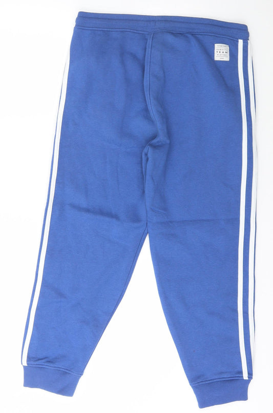 Varsity Team Players Mens Blue Striped Cotton Jogger Trousers Size L L25 in Regular Drawstring