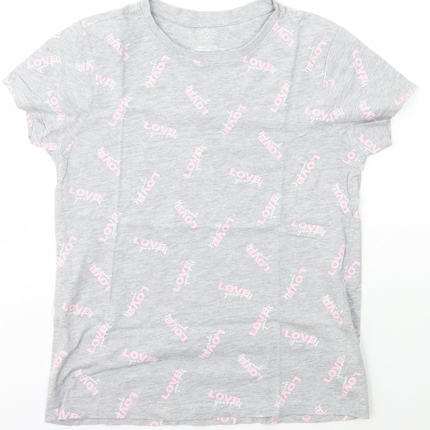 Primark Womens Grey  Cotton Basic T-Shirt Size XS Crew Neck