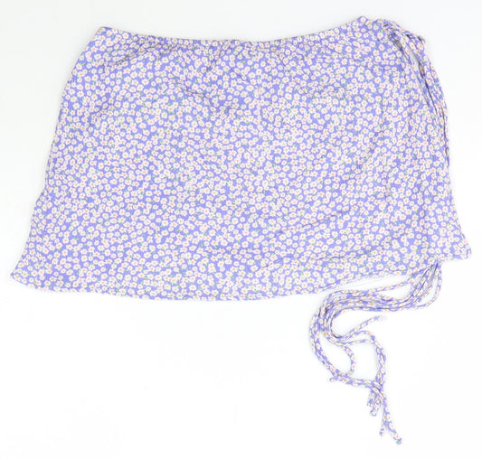 Pull&Bear Womens Purple Floral Polyester Wrap Skirt Size XS   Magnetic