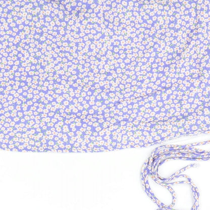 Pull&Bear Womens Purple Floral Polyester Wrap Skirt Size XS   Magnetic