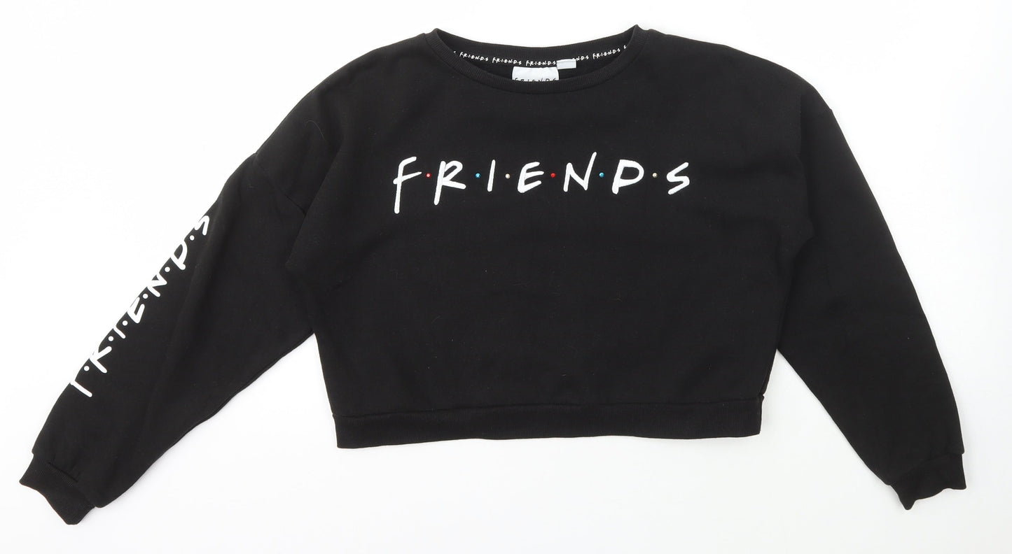 Primark Girls Black  Cotton Pullover Sweatshirt Size 11-12 Years  Pullover - Friends