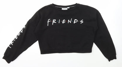 Primark Girls Black  Cotton Pullover Sweatshirt Size 11-12 Years  Pullover - Friends