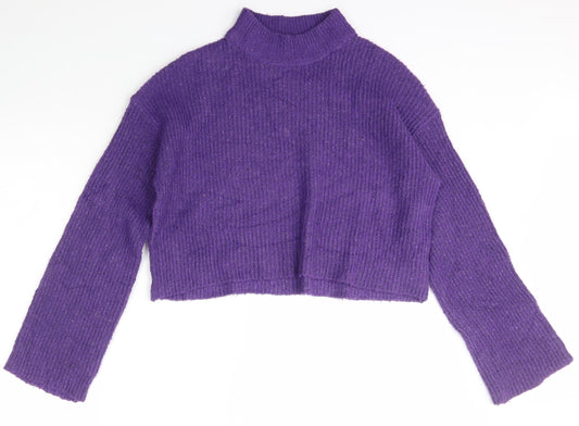 Divided by H&M Womens Purple High Neck  Acrylic Pullover Jumper Size S