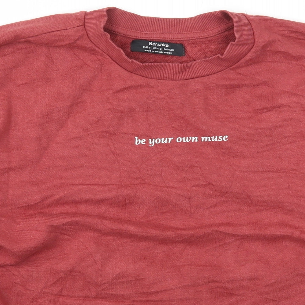 Bershka Womens Purple  Cotton Pullover Sweatshirt Size S  Pullover