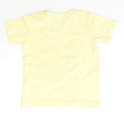 George Boys Yellow  Cotton Basic T-Shirt Size 12 Months Crew Neck Snap - Mickey Mouse Disney