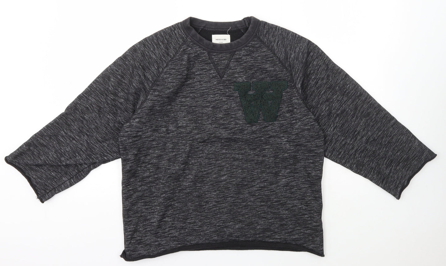 Wood Wood Womens Grey Crew Neck  Cotton Pullover Jumper Size XS