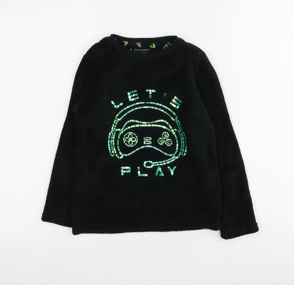 Primark Boys Black Geometric 100% Polyester Pullover Sweatshirt Size 7-8 Years