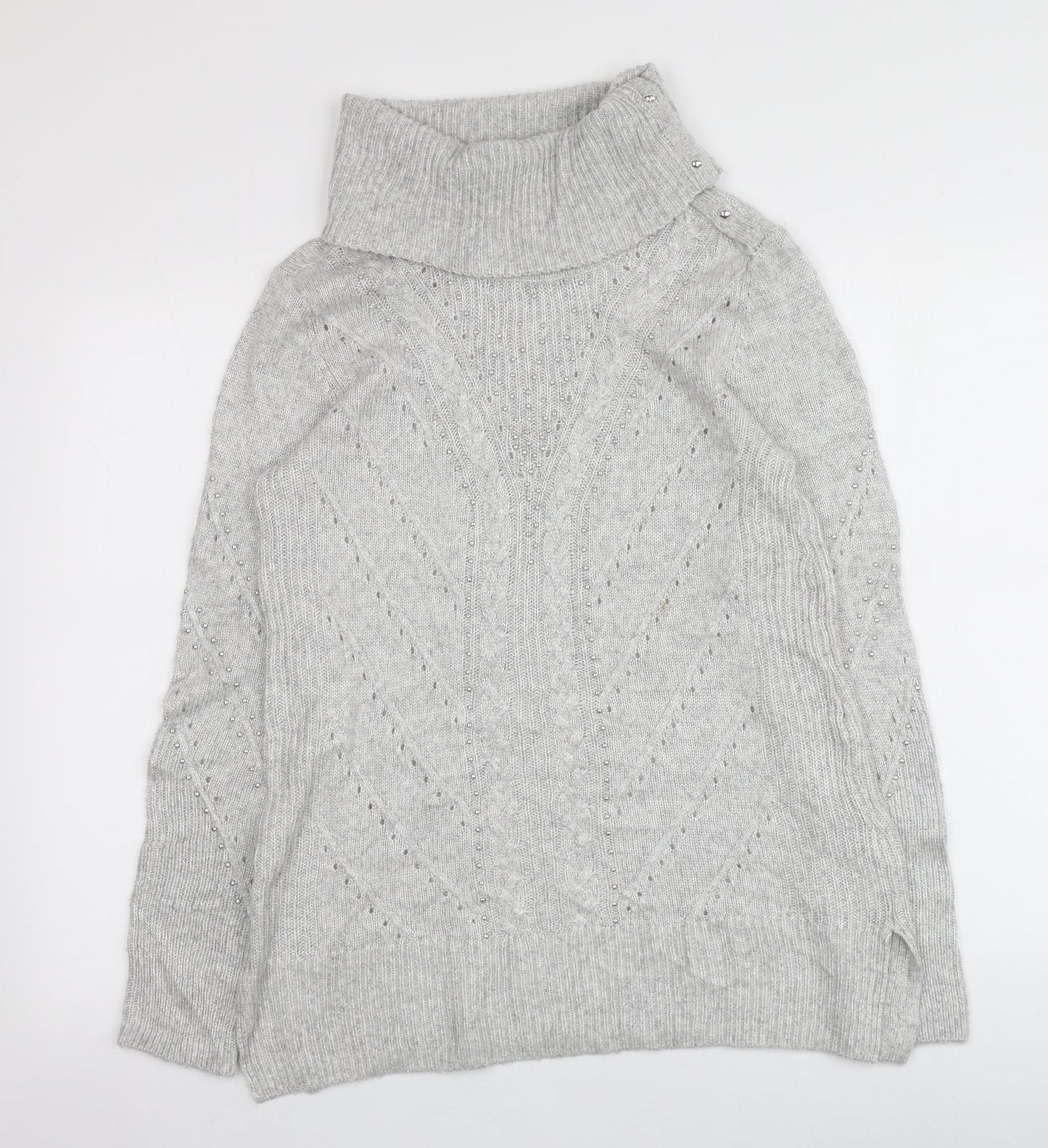 White House Black Market Womens Grey Roll Neck  Nylon Pullover Jumper Size S