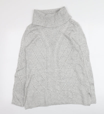 White House Black Market Womens Grey Roll Neck  Nylon Pullover Jumper Size S