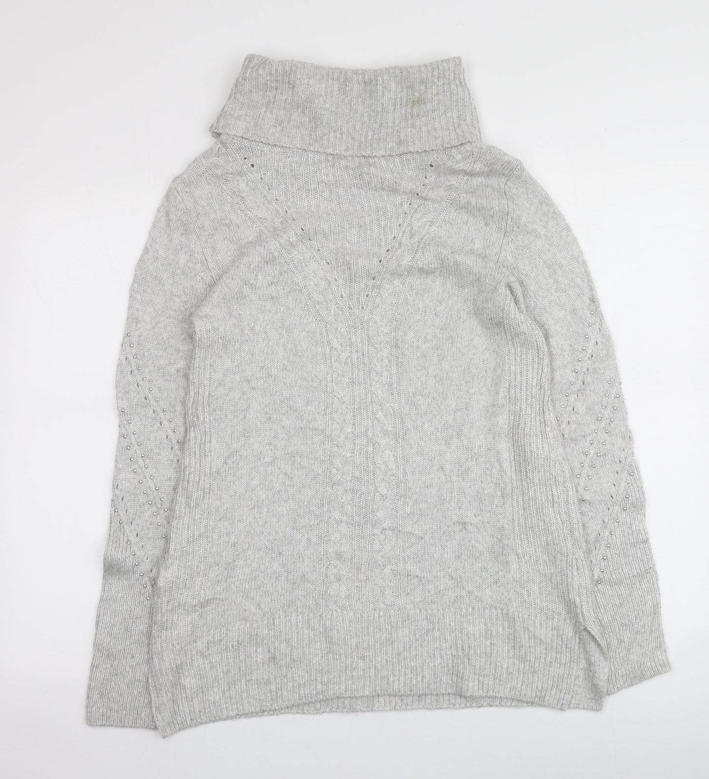 White House Black Market Womens Grey Roll Neck  Nylon Pullover Jumper Size S