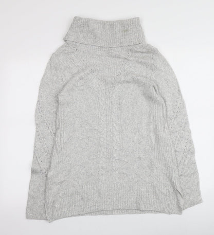 White House Black Market Womens Grey Roll Neck  Nylon Pullover Jumper Size S
