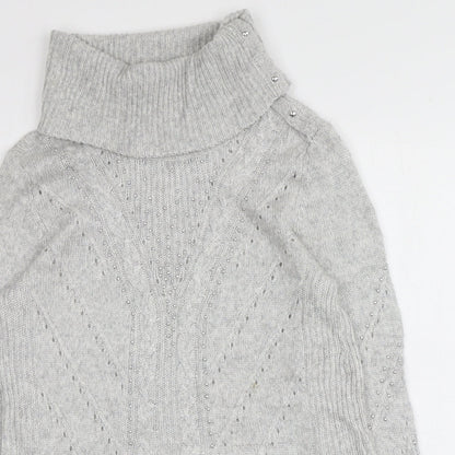 White House Black Market Womens Grey Roll Neck  Nylon Pullover Jumper Size S
