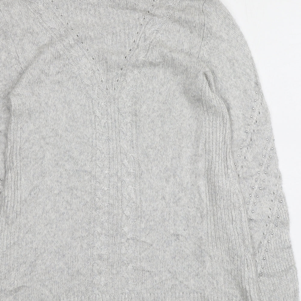 White House Black Market Womens Grey Roll Neck  Nylon Pullover Jumper Size S
