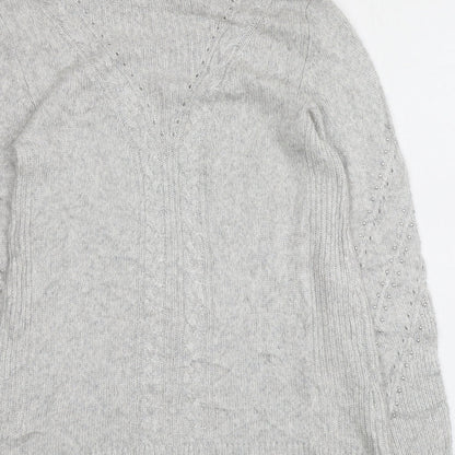 White House Black Market Womens Grey Roll Neck  Nylon Pullover Jumper Size S