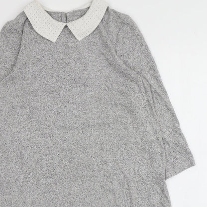 TU Womens Grey  Viscose Jumper Dress  Size 8  Round Neck