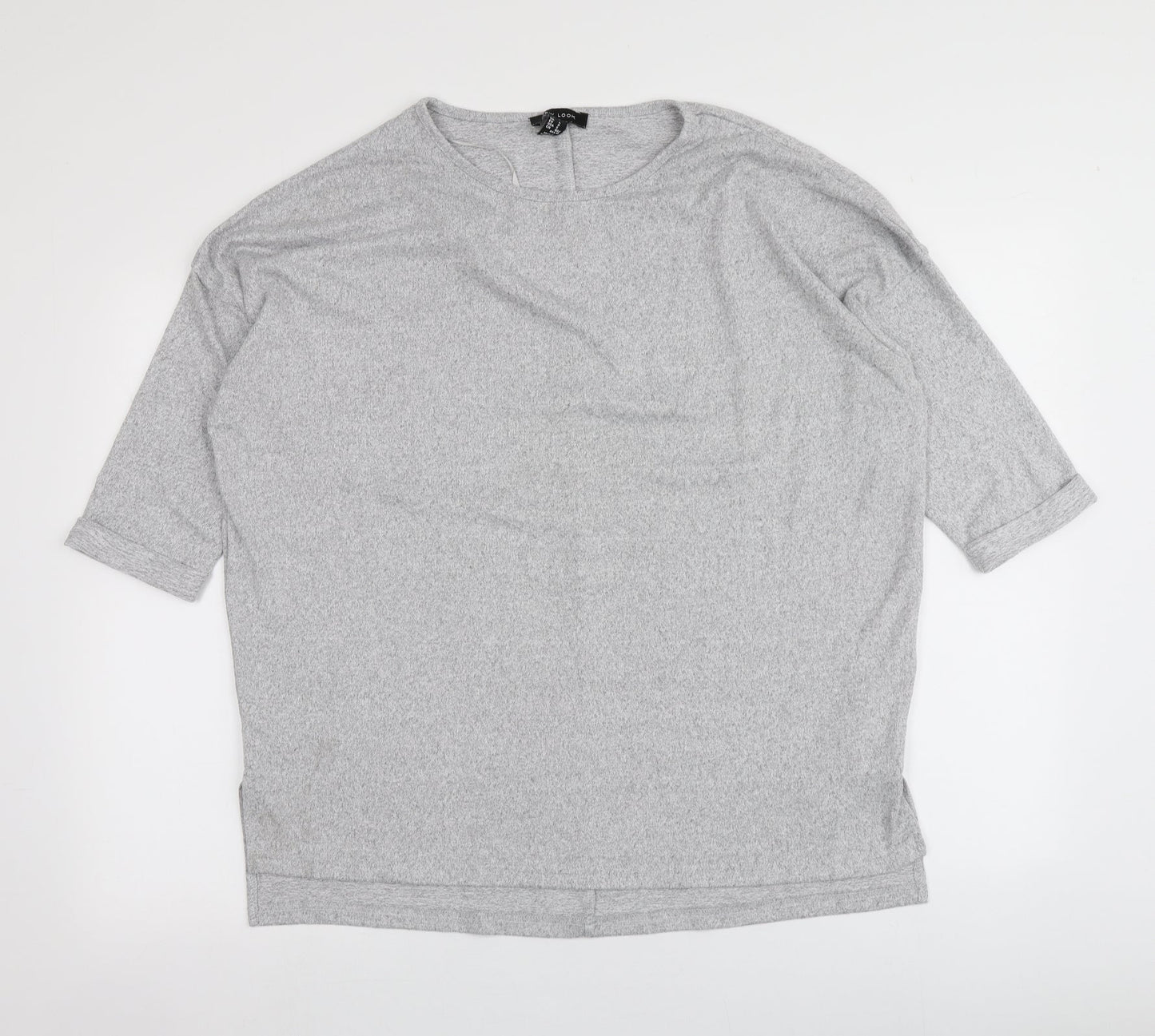 New Look Womens Grey  Polyester Basic Blouse Size S Round Neck