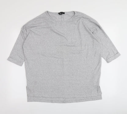 New Look Womens Grey  Polyester Basic Blouse Size S Round Neck