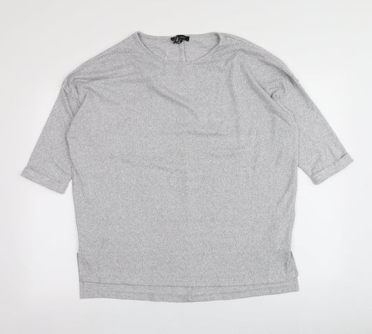 New Look Womens Grey  Polyester Basic Blouse Size S Round Neck