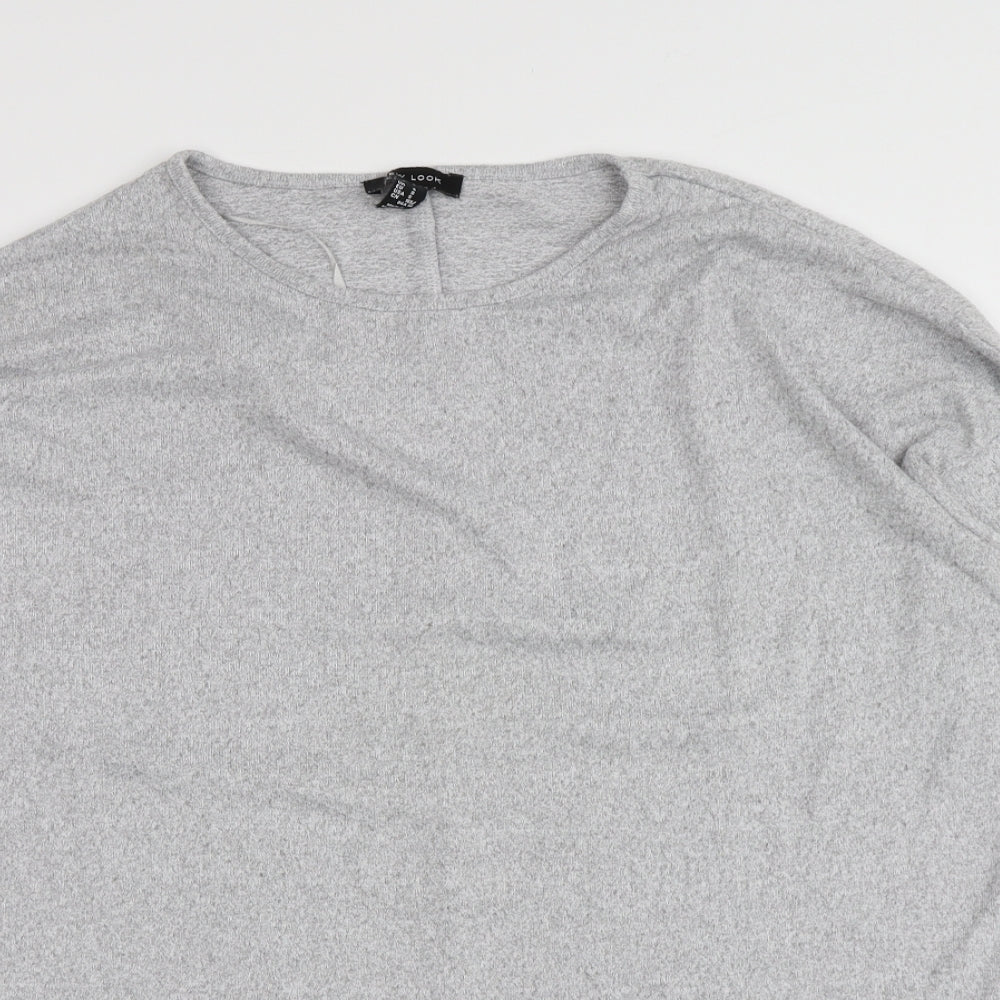 New Look Womens Grey  Polyester Basic Blouse Size S Round Neck