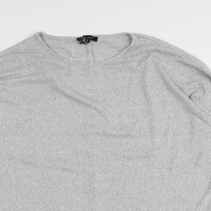 New Look Womens Grey  Polyester Basic Blouse Size S Round Neck