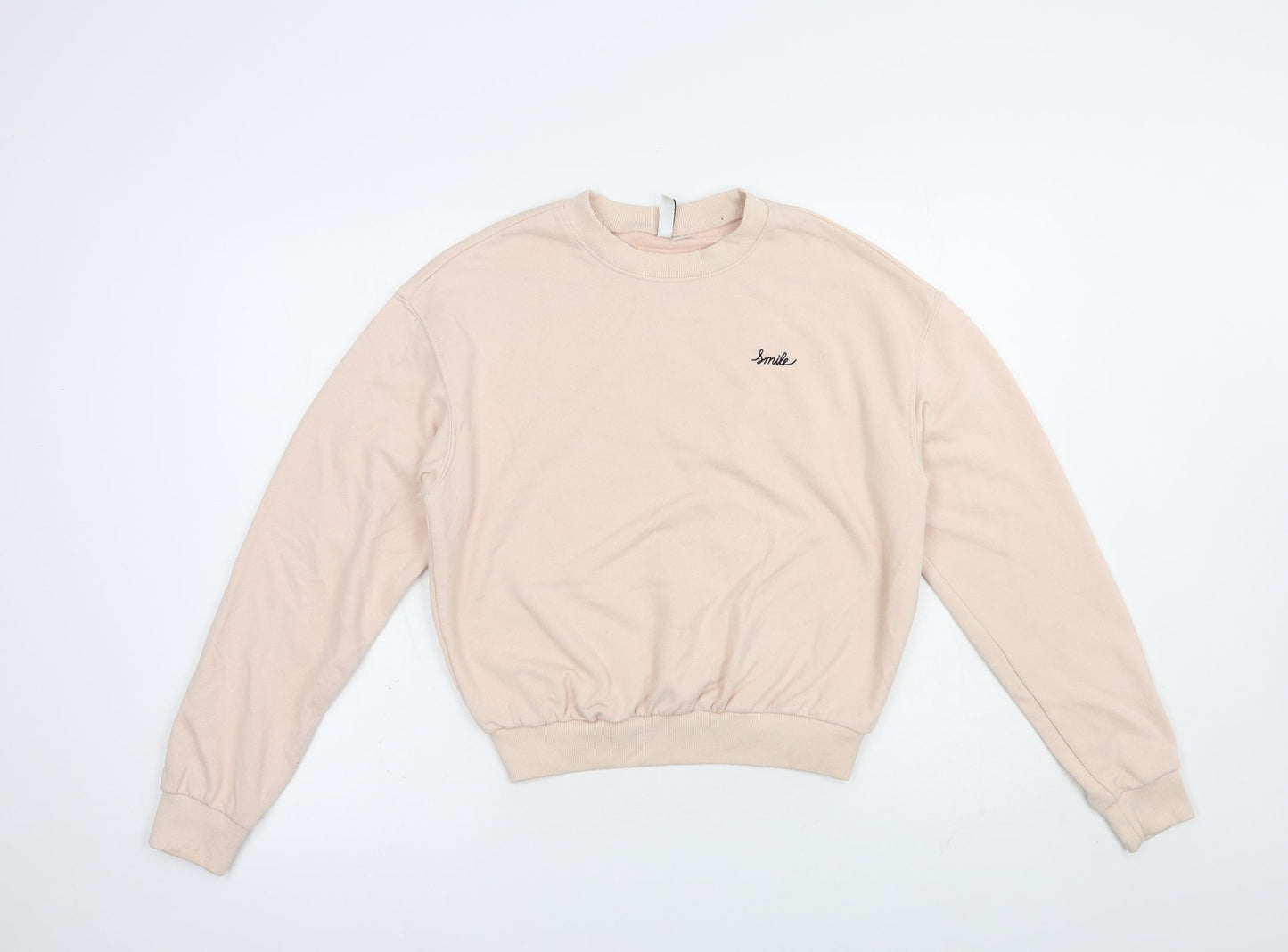 H&M Womens Pink  Cotton Pullover Sweatshirt Size S  Pullover - Smile