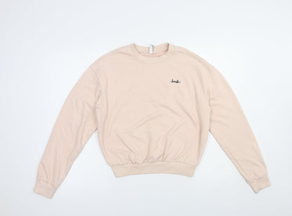 H&M Womens Pink  Cotton Pullover Sweatshirt Size S  Pullover - Smile