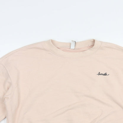 H&M Womens Pink  Cotton Pullover Sweatshirt Size S  Pullover - Smile