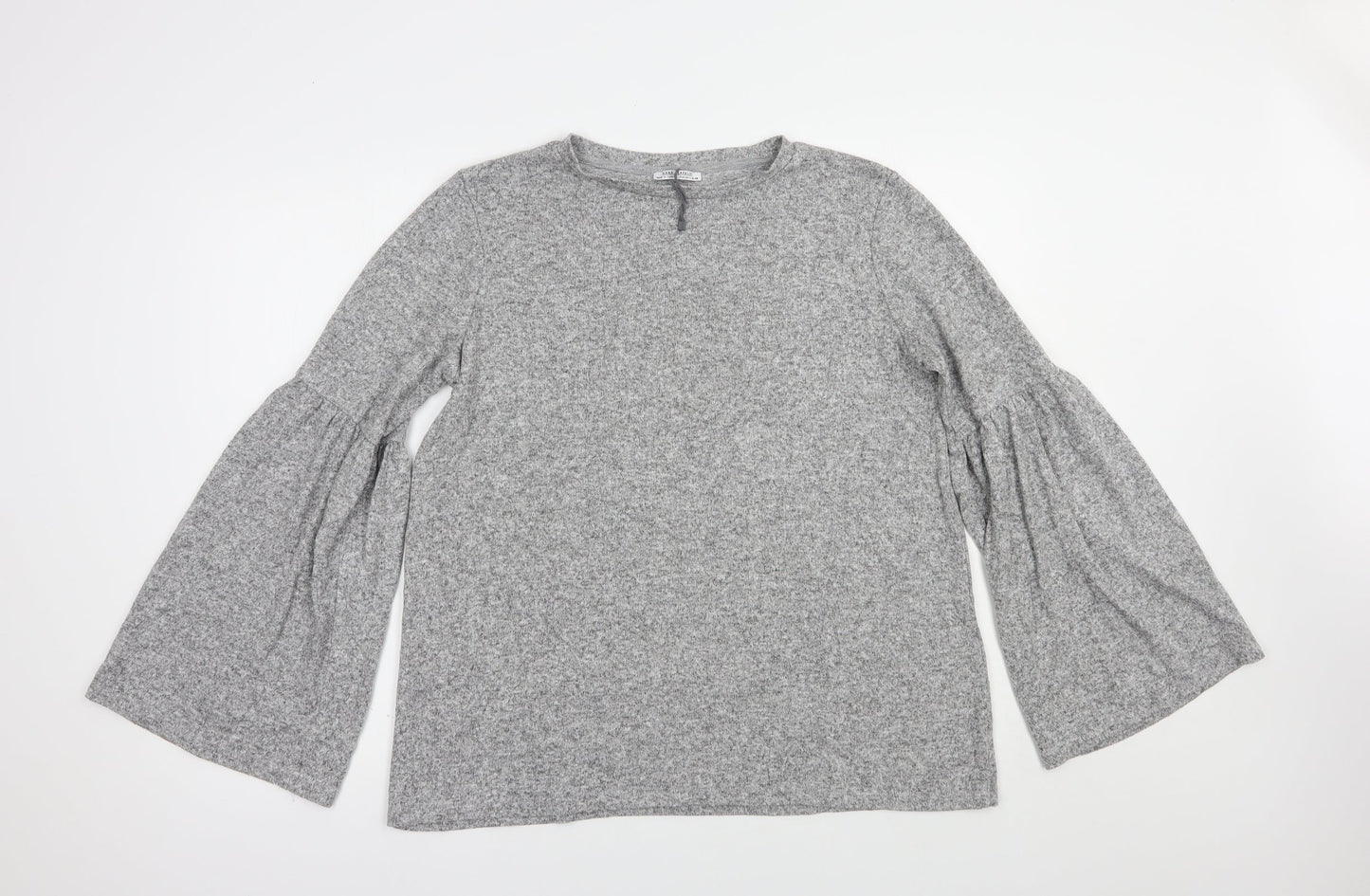 Zara Womens Grey  Viscose Pullover Sweatshirt Size L  Pullover