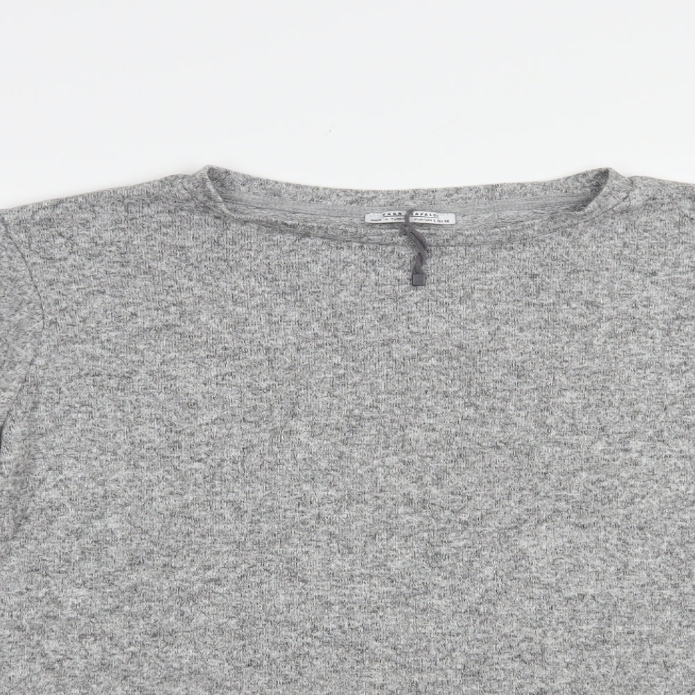 Zara Womens Grey  Viscose Pullover Sweatshirt Size L  Pullover
