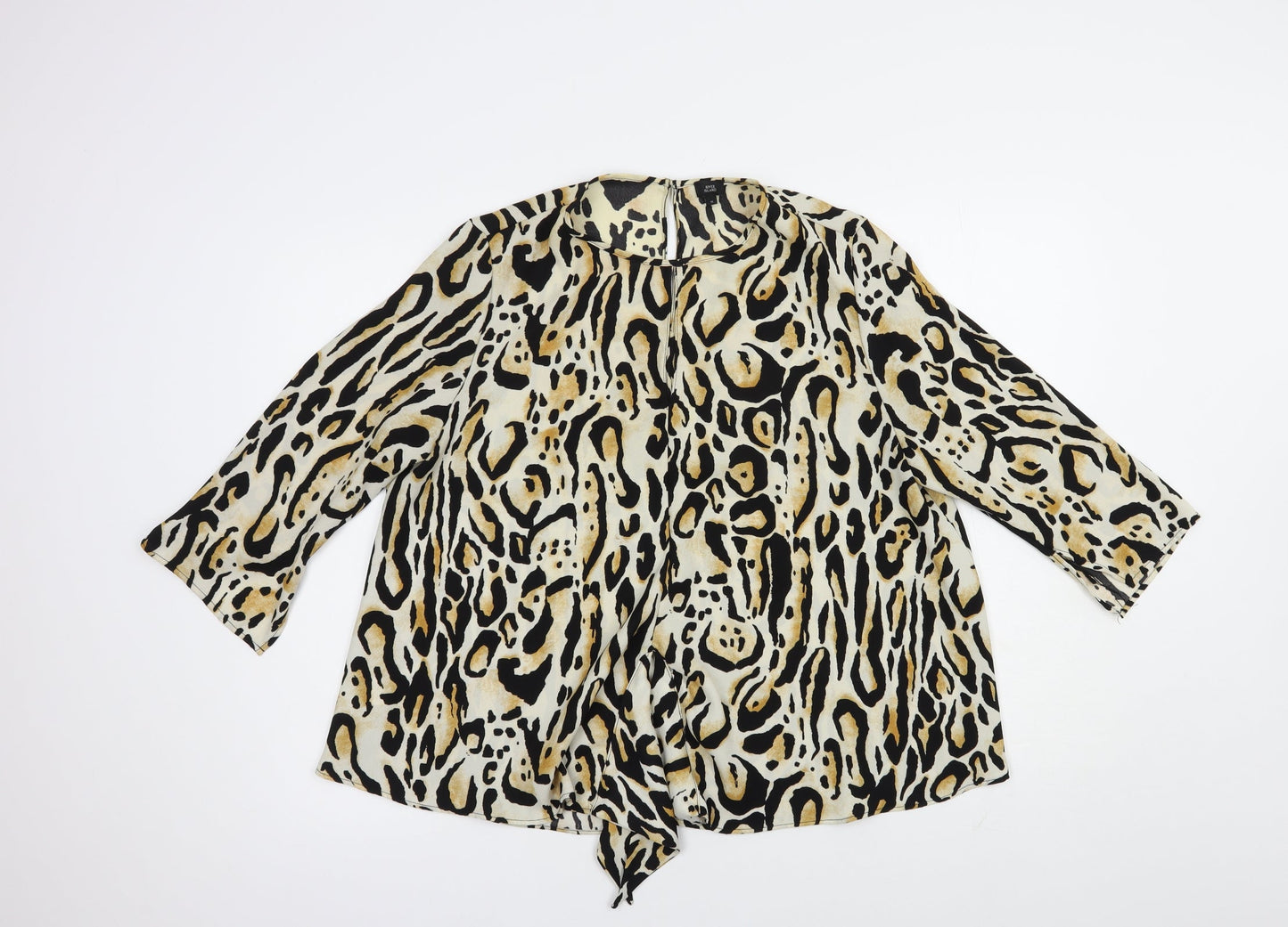 River Island Womens Beige Animal Print Polyester Basic Blouse Size 10 Round Neck