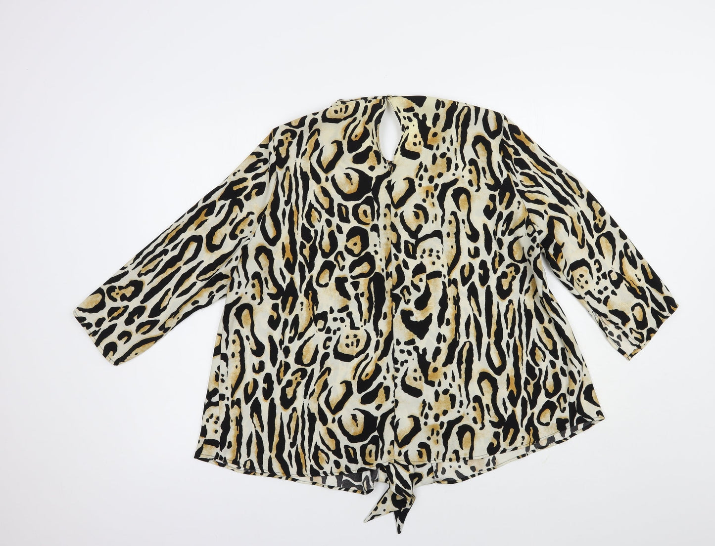 River Island Womens Beige Animal Print Polyester Basic Blouse Size 10 Round Neck