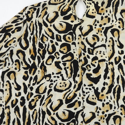 River Island Womens Beige Animal Print Polyester Basic Blouse Size 10 Round Neck